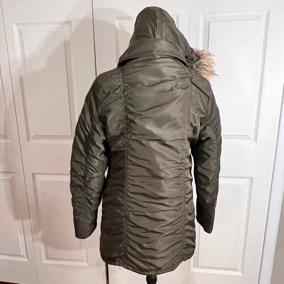 Madden Girl Olive Green Parka with Faux Fur Hood - Picture 7 of 10
